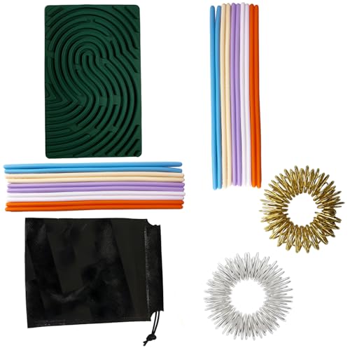 MigWoo Fidget Toys, Sensorik Aktivitätsboard Silikonstreifen,Stress Spielzeug, Travel Activity Bag, Für Autismus, ADHS, Angstbewältigung, Reise Unterhaltung, Mit Reisetasche & 20 Schnüren von MigWoo