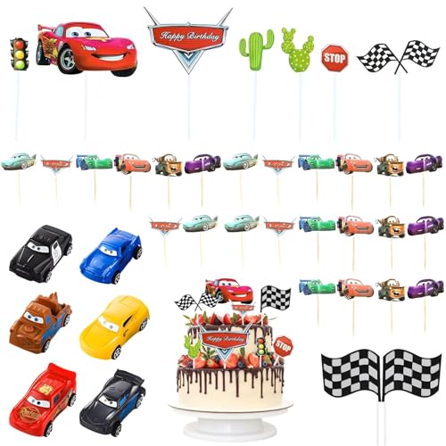 39 Stück Cars Geburtstagsdeko, Autobahn Partydekoration, Cars Auto Tortendeko Set mit Kuchenflaggen und Rennstreckenmotiven, Perfekt für Jungen und Mädchenburtstage von 3-10 Jahren 39 Stück Cars Geburtstagsdeko, Autobahn Partydekoration, Cars Auto Tortendeko Set mit Kuchenflaggen und Rennstreckenmotiven, Perfekt für Jungen und Mädchenburtstage von 3-10 Jahren von MigWoo