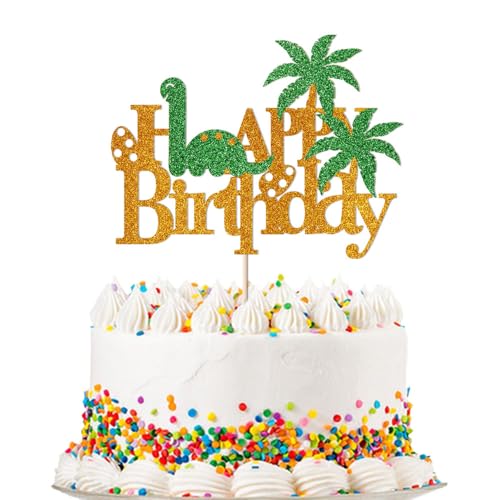 Migeaks Dinosaurier Happy Birthday Cake Topper, Dino Thema Baby Shower Geburtstag Dekorationen Happy Signs, Kinder, Jungen, Mädchen, Babypartys, Geburtstagsparty Kuchen Dekorationen Supplies von Migeaks
