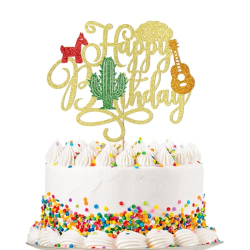 Migeaks Glitzernder Kaktus-Kuchenaufsatz, Kaktus-Themen-Geburtstagsparty-Zubehör, mexikanisches Fiesta-Thema, Babyparty, Geburtstagsparty, Kuchendekorationen von Migeaks