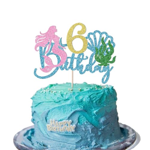 Migeaks Meerjungfrau 6 Geburtstag Kuchen Topper Happy 6th Birthday Kuchen Dekoration für Baby Mädchen I'm Six Zeichen Meerjungfrau Geburtstag Party Dekorationen Ozean/Unter dem Meer Motto Party Migeaks Meerjungfrau 6 Geburtstag Kuchen Topper Happy 6th Birthday Kuchen Dekoration für Baby Mädchen I'm Six Zeichen Meerjungfrau Geburtstag Party Dekorationen Ozean/Unter dem Meer Motto Party von Migeaks