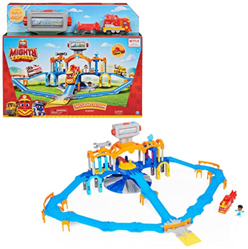 Mighty Express Mission Station Spielset - mit Push-and-Go Zug Frachter Nick, Spielfigur Max, Licht- und Geräuscheffekten, ab 3 Jahren von Mighty Express