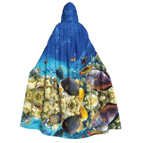 Migpkd Farbenfroher Seefisch-Halloween-Umhang mit Kapuze, Hexenmantel, Umhang mit Kapuze für Erwachsene, Cosplay-Kostüm Migpkd Farbenfroher Seefisch-Halloween-Umhang mit Kapuze, Hexenmantel, Umhang mit Kapuze für Erwachsene, Cosplay-Kostüm von Migpkd