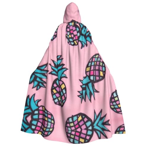 Migpkd Farbige Ananas-Halloween-Umhang mit Kapuze, Hexenmantel, Umhang mit Kapuze, Umhang für Erwachsene, Cosplay-Kostüm von Migpkd