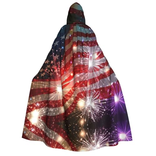 Migpkd Feuerwerk Amerikanische Flagge Halloween Kapuzenumhang Hexe Robe Umhang mit Kapuze für Erwachsene Umhang Cosplay Kostüm Migpkd Feuerwerk Amerikanische Flagge Halloween Kapuzenumhang Hexe Robe Umhang mit Kapuze für Erwachsene Umhang Cosplay Kostüm von Migpkd