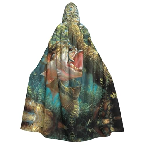 Migpkd Fisch-Halloween-Umhang mit Kapuze, Hexenmantel, Umhang mit Kapuze für Erwachsene, Cosplay-Kostüm von Migpkd