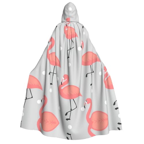 Migpkd Flamingo-Halloween-Umhang mit Kapuze, Hexenmantel, Umhang mit Kapuze für Erwachsene, Cosplay-Kostüm von Migpkd