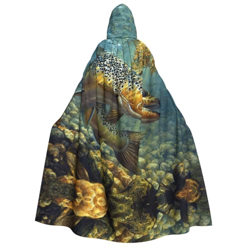 Migpkd Fliegenfisch, Halloween-Umhang mit Kapuze, Hexenmantel, Umhang mit Kapuze, Umhang für Erwachsene, Cosplay-Kostüm von Migpkd