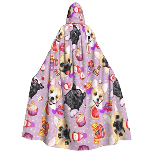 Migpkd Französische kleine Bulldogge, Halloween-Umhang mit Kapuze, Hexenmantel, Umhang mit Kapuze für Erwachsene, Cosplay-Kostüm von Migpkd