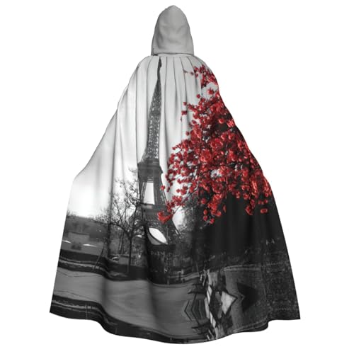 Migpkd Grauer Pariser Eiffelturm Stadtbild Rote Blume Halloween Kapuzenumhang Hexe Robe Umhang mit Kapuze für Erwachsene Umhang Cosplay Kostüm Migpkd Grauer Pariser Eiffelturm Stadtbild Rote Blume Halloween Kapuzenumhang Hexe Robe Umhang mit Kapuze für Erwachsene Umhang Cosplay Kostüm von Migpkd