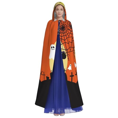 Migpkd Halloween-Geister-Kürbis-Halloween-Umhang mit Kapuze, Hexenmantel, Umhang mit Kapuze, Umhang für Erwachsene, Cosplay-Kostüm von Migpkd