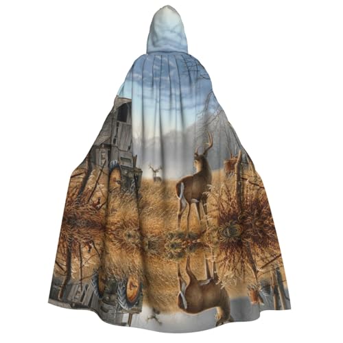 Migpkd Halloween-Kapuzenumhang mit Bauernhof mit Hirsch, Hexenmantel, Umhang mit Kapuze für Erwachsene, Cosplay-Kostüm Migpkd Halloween-Kapuzenumhang mit Bauernhof mit Hirsch, Hexenmantel, Umhang mit Kapuze für Erwachsene, Cosplay-Kostüm von Migpkd