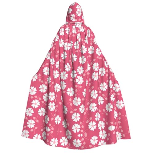 Migpkd Halloween-Kapuzenumhang mit Blumenstruktur, Hexenmantel, Umhang mit Kapuze, Umhang für Erwachsene, Cosplay-Kostüm, Rosa von Migpkd