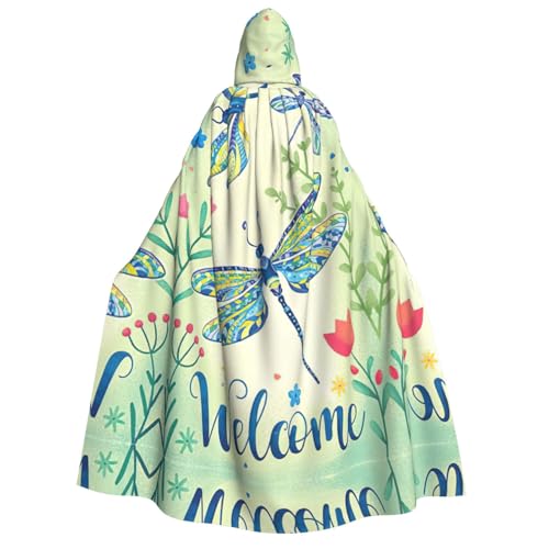 Migpkd Halloween-Kapuzenumhang mit Libellen und Blumen, Hexenmantel, Umhang mit Kapuze für Erwachsene, Cosplay-Kostüm Migpkd Halloween-Kapuzenumhang mit Libellen und Blumen, Hexenmantel, Umhang mit Kapuze für Erwachsene, Cosplay-Kostüm von Migpkd