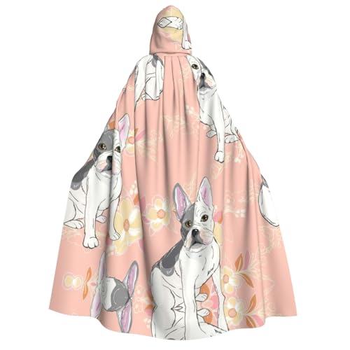 Migpkd Halloween-Kapuzenumhang mit französischer Bulldogge, Hexenmantel, Umhang mit Kapuze für Erwachsene, Cosplay-Kostüm Migpkd Halloween-Kapuzenumhang mit französischer Bulldogge, Hexenmantel, Umhang mit Kapuze für Erwachsene, Cosplay-Kostüm von Migpkd