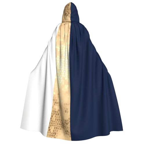 Migpkd Halloween-Umhang mit Kapuze, Hexenmantel, Umhang mit Kapuze, Umhang für Erwachsene, Cosplay-Kostüm, goldfarben / Blau / Weiß von Migpkd