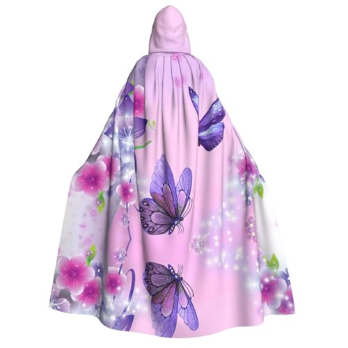 Migpkd Halloween-Umhang mit Schmetterlingen und Blumen, Hexenmantel, Umhang mit Kapuze, Umhang für Erwachsene, Cosplay-Kostüm Migpkd Halloween-Umhang mit Schmetterlingen und Blumen, Hexenmantel, Umhang mit Kapuze, Umhang für Erwachsene, Cosplay-Kostüm von Migpkd