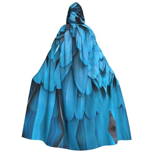 Migpkd Halloween-Umhang mit blauer Feder, Hexenmantel, Kapuzenmantel, Umhang für Erwachsene, Cosplay-Kostüm Migpkd Halloween-Umhang mit blauer Feder, Hexenmantel, Kapuzenmantel, Umhang für Erwachsene, Cosplay-Kostüm von Migpkd
