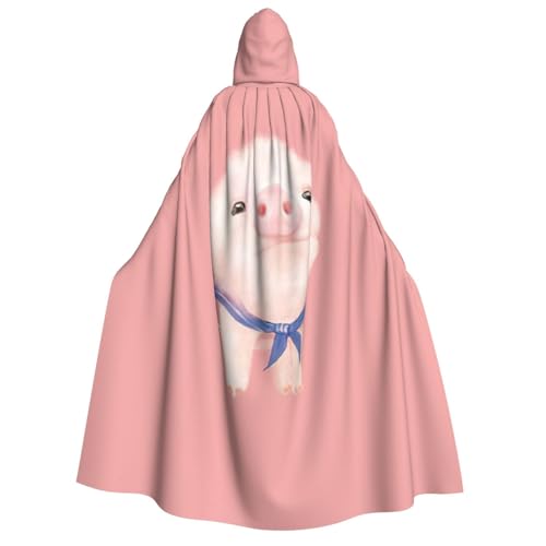 Migpkd Pink Pig Halloween-Umhang mit Kapuze, Hexenmantel, Umhang mit Kapuze für Erwachsene, Cosplay-Kostüm von Migpkd