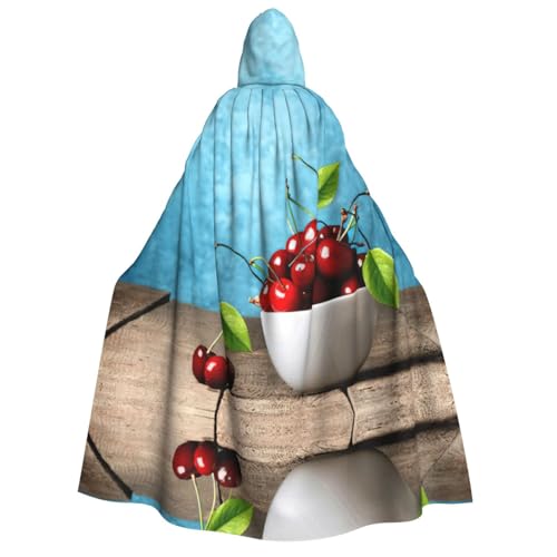 Migpkd Schale, Kirsche auf Holz, Halloween-Umhang, Hexenmantel, Umhang mit Kapuze, Umhang für Erwachsene, Cosplay-Kostüm Migpkd Schale, Kirsche auf Holz, Halloween-Umhang, Hexenmantel, Umhang mit Kapuze, Umhang für Erwachsene, Cosplay-Kostüm von Migpkd