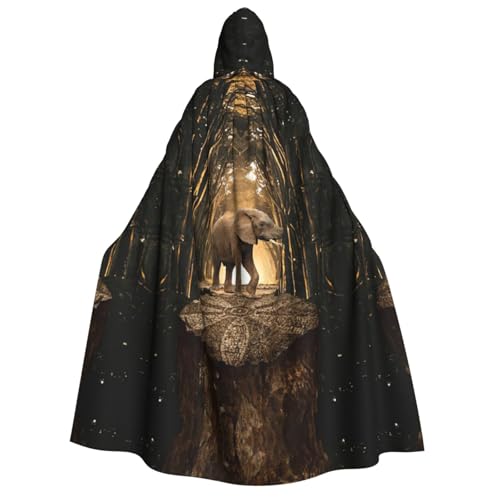 Migpkd Skulptur, Elefant, Halloween, Kapuzenumhang, Hexenmantel, Umhang mit Kapuze, Umhang für Erwachsene, Cosplay-Kostüm von Migpkd