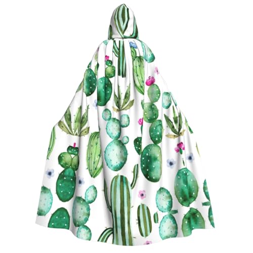Migpkd Tropischer Kaktusbaum, Blume, Halloween, Kapuzenumhang, Hexenmantel, Umhang mit Kapuze, Umhang für Erwachsene, Cosplay-Kostüm von Migpkd