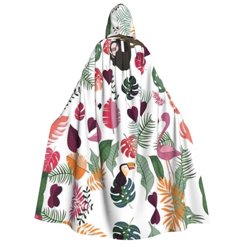 Migpkd Umhang mit Faultier im rosafarbenen tropischen Dschungel, Halloween, Hexenmantel, Umhang mit Kapuze, Umhang für Erwachsene, Cosplay-Kostüm Migpkd Umhang mit Faultier im rosafarbenen tropischen Dschungel, Halloween, Hexenmantel, Umhang mit Kapuze, Umhang für Erwachsene, Cosplay-Kostüm von Migpkd