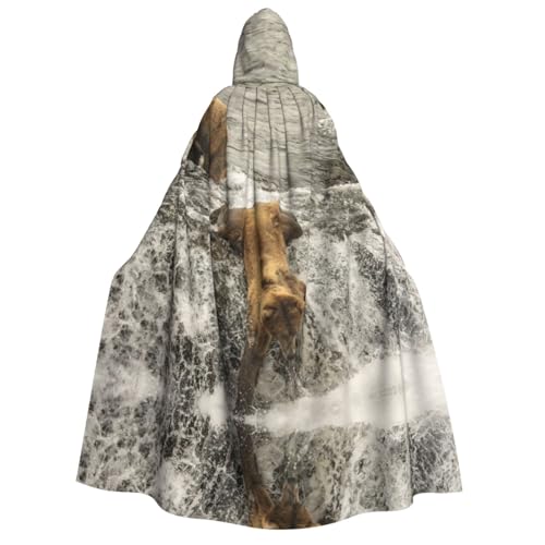 Migpkd Umhang mit Kapuze, Motiv: Bär, Fisch, Fluss, Halloween, Hexenmantel, Umhang mit Kapuze für Erwachsene, Cosplay-Kostüm Migpkd Umhang mit Kapuze, Motiv: Bär, Fisch, Fluss, Halloween, Hexenmantel, Umhang mit Kapuze für Erwachsene, Cosplay-Kostüm von Migpkd
