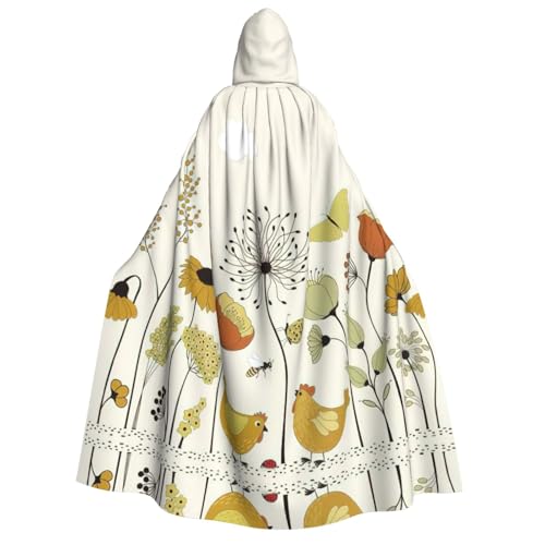 Migpkd Umhang mit Kapuze für Erwachsene, Motiv: Henne fliegende Schmetterlinge unter Blumen, Halloween-Kapuzenmantel, Hexenmantel, Umhang für Erwachsene, Cosplay-Kostüm Migpkd Umhang mit Kapuze für Erwachsene, Motiv: Henne fliegende Schmetterlinge unter Blumen, Halloween-Kapuzenmantel, Hexenmantel, Umhang für Erwachsene, Cosplay-Kostüm von Migpkd