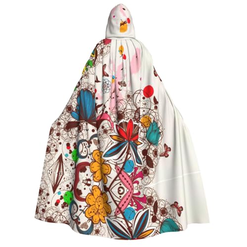 Migpkd Umhang mit bunten Blumen und Schmetterlingen für Halloween, Hexenmantel, Kapuzenmantel für Erwachsene, Cosplay-Kostüm Migpkd Umhang mit bunten Blumen und Schmetterlingen für Halloween, Hexenmantel, Kapuzenmantel für Erwachsene, Cosplay-Kostüm von Migpkd
