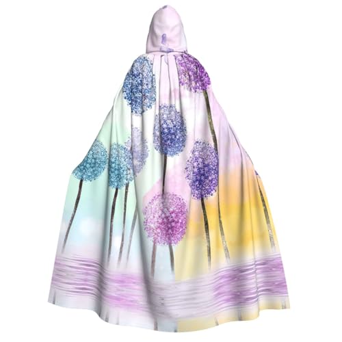 Migpkd Umhang mit bunten Blumen und violettem Schmetterling, Halloween, Hexenmantel, Umhang mit Kapuze, Umhang für Erwachsene, Cosplay-Kostüm von Migpkd