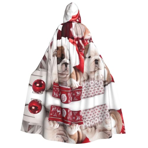 Migpkd Weihnachtliche französische Bulldogge, Halloween-Umhang mit Kapuze, Hexenmantel, Umhang mit Kapuze für Erwachsene, Cosplay-Kostüm von Migpkd