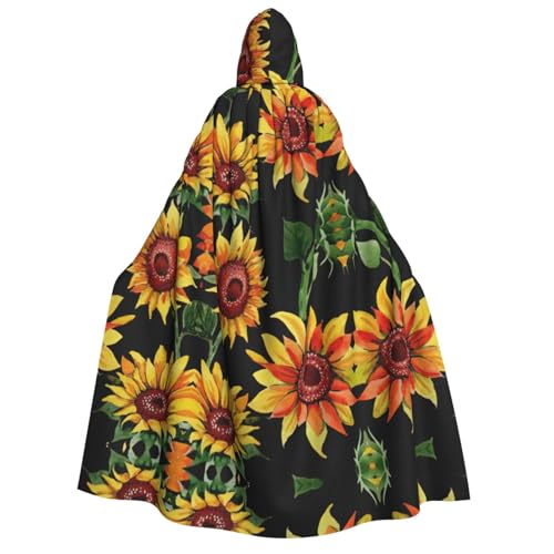 Migpkd Wunderschöner Sonnenblumen-Umhang mit Kapuze, Hexenmantel, Umhang mit Kapuze, Umhang für Erwachsene, Cosplay-Kostüm von Migpkd