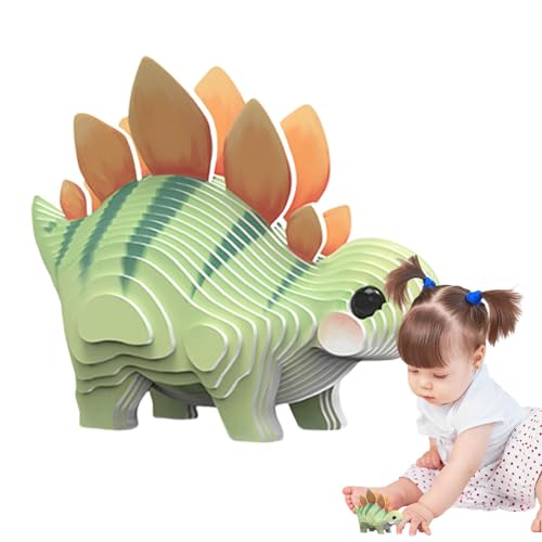 Mihauuke Kinder-Dinosaurier-Puzzle,3D-Dinosaurier-Puzzles | 3D-Papierspielzeug-Dinosaurier-Tierpuzzle,Tierbausteine ​​Frühes Lernspielzeug, Hand-Auge-Koordinations-Lernspielzeug für von Mihauuke