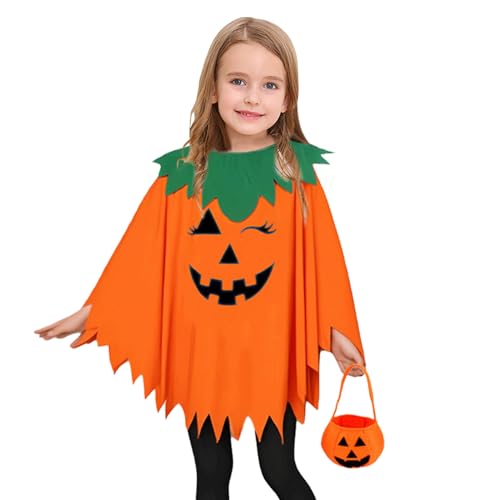 Mihauuke Kinder Kürbis Poncho,Cosplay Party Kleidung | Leuchtet im Dunkeln Halloween Cosplay Cape Für Bühnenauftritte Konzerte Maskenbälle von Mihauuke