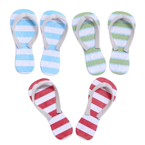 Mihauuke Puppenhaus Slipper Flops,Miniatur Slipper,Dekorative Sommerhausschuhe in Minigröße | Puppenzubehör, Slipper-Modelle, realistische Fotografie-Requisiten, Set mit 3 Paaren für die von Mihauuke