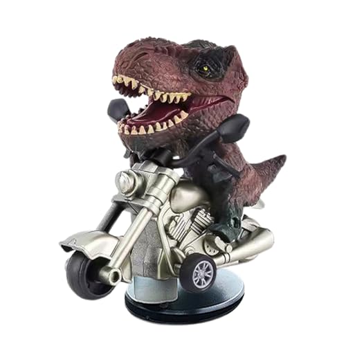 Mihauuke Tyrannosaurus Rex Autofigur,Tyrannosaurus Rex Autodekoration - Treibendes Auto-Dinosaurier-Ornament | Kreative Dinosaurier auf Motorrad-Figur, neuartige T-Rex-Dinosaurier-Dekoration für von Mihauuke