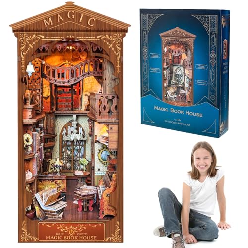 Book Nook Miniatur Puppenhaus Kit, DIY Bücherecke mit LED-Licht,Booknook Häuser 3D Puzzle Buchstützen aus Holz,Modellbausätze für Erwachsene zum Bauen Book Nook Miniatur Puppenhaus Kit, DIY Bücherecke mit LED-Licht,Booknook Häuser 3D Puzzle Buchstützen aus Holz,Modellbausätze für Erwachsene zum Bauen von Miiepls
