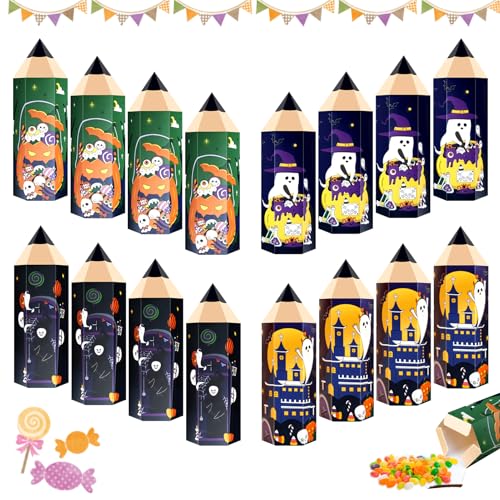 Miioto Halloween Candy Bags, Halloween Süßigkeiten Tüten, Geschenktüte Halloween, Halloween Tüten Papier für Party Halloween Dekoration, Hochzeit Partym, 16 Stück von Miioto