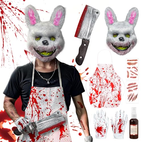 Miioto Hasenkostüm Halloween, Halloween Kostüm Herren Horror, halloween Kostüm Damen Gruselig, Enthalten Maske Hase, Kunstblut, Horror kostüm usw, Unisex Einheitsgröße Miioto Hasenkostüm Halloween, Halloween Kostüm Herren Horror, halloween Kostüm Damen Gruselig, Enthalten Maske Hase, Kunstblut, Horror kostüm usw, Unisex Einheitsgröße von Miioto