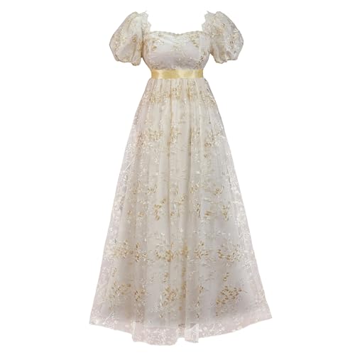 Mikan Tsumiki Goldfarbenes Regency-Kleid für Bridgerton für Damen, Spitze, Empire-Taille, viktorianisches Rokoko-Ballkleid, 1800er-Jahre-Kostüm, Größe S Mikan Tsumiki Goldfarbenes Regency-Kleid für Bridgerton für Damen, Spitze, Empire-Taille, viktorianisches Rokoko-Ballkleid, 1800er-Jahre-Kostüm, Größe S von Mikan Tsumiki
