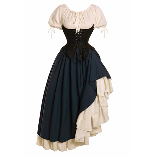 Mikan Tsumiki Mittelalterliches Renaissance-Kostüm für Damen, Cottagecorsett, Kleid, viktorianisch, Gothic, Hexenkleider, Bluse, Korsett, Rock, 3-teiliges Set, Größe S Mikan Tsumiki Mittelalterliches Renaissance-Kostüm für Damen, Cottagecorsett, Kleid, viktorianisch, Gothic, Hexenkleider, Bluse, Korsett, Rock, 3-teiliges Set, Größe S von Mikan Tsumiki