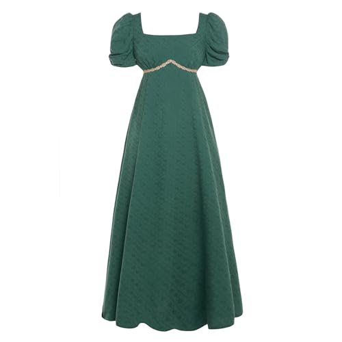 Mikan Tsumiki Regency-Kleider für Damen, elegante Stickerei, Empire-Taillenkleid, Dunkelgrün, XX-Large von Mikan Tsumiki
