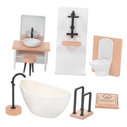 Mikikit 1 Satz Satz Puppenzimmer-Badezimmer Kind Möbel Puppenhaus-Badezimmerszene Dekoration Puppenhaus-Miniaturen Miniatur-Puppenhauszubehör Puppenhaus-Badezimmer-Accessoires Holz Mikikit 1 Satz Satz Puppenzimmer-Badezimmer Kind Möbel Puppenhaus-Badezimmerszene Dekoration Puppenhaus-Miniaturen Miniatur-Puppenhauszubehör Puppenhaus-Badezimmer-Accessoires Holz von Mikikit