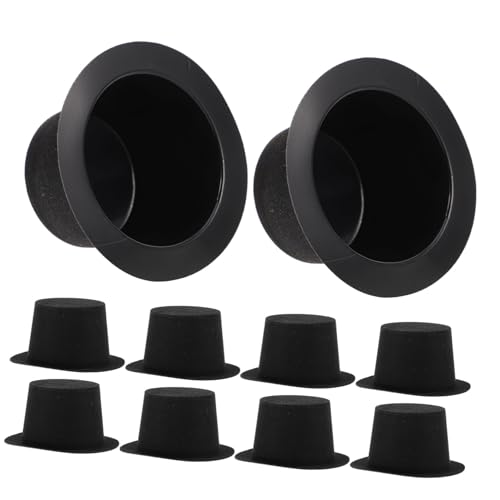 Mikikit 10 Stück Teiliges Mini Weihnachtszylinderhüte aus Schwarze Kleine Bastelhüte für DIY Schneemann Deko Puppenzubehör und Kreative Weihnachtsdekorationen von Mikikit