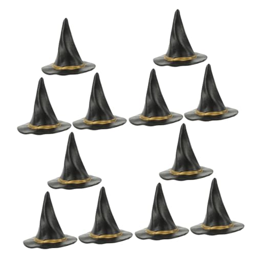 Mikikit 12 Stück Hexenhut -Dekoration hängende Hexenhüte Strudel Puppe Hexenhüte Cosplay Kleiner Hexenhut Hexenhut-Dekore Minipuppenhüte zum Basteln Plastik Black von Mikikit
