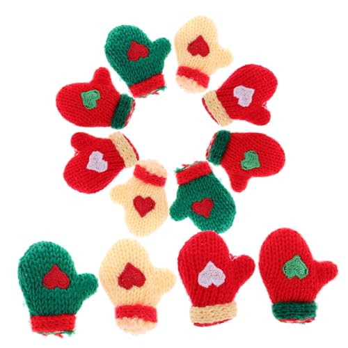 Mikikit 16 Stück Teiliges Mini Strickhandschuhe aus Plüsch Dekorative Handgefertigte Mini Wollhandschuhe in Rot Grün für DIY Weihnachtsschmuck und Puppenzubehör Mikikit 16 Stück Teiliges Mini Strickhandschuhe aus Plüsch Dekorative Handgefertigte Mini Wollhandschuhe in Rot Grün für DIY Weihnachtsschmuck und Puppenzubehör von Mikikit