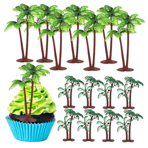 Mikikit 16Stücke Kokosnussbaum Kuchendekoration Kokospalmen für Cupcakes Beach und Mottopartys für Vielseitige Anlässe Langlebige und Charmante Baumtopper von Mikikit