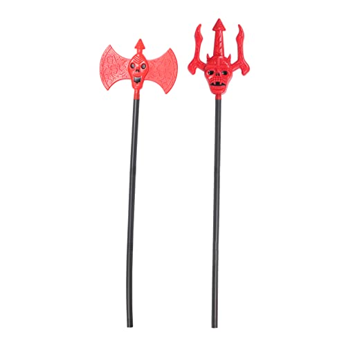 Mikikit 1Satz Halloween Teufelsrequisiten Teiliges mit Roter Doppelseitiger Dreizackigem Kostümpartys Cosplay Aktivitäten von Mikikit