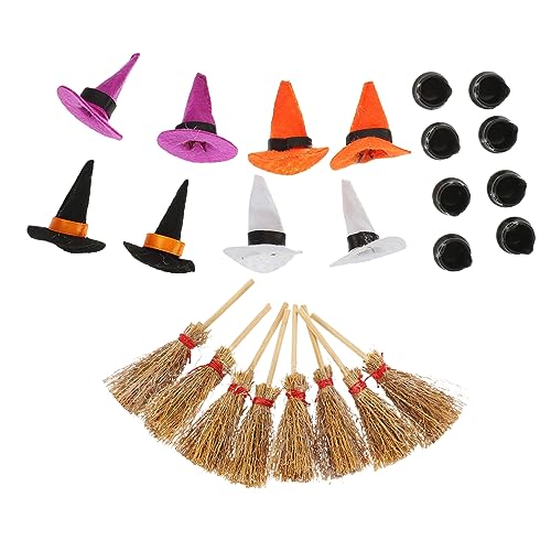 Mikikit 1Satz Hats mit Kleine Hexenhüte Mini Besen und Cauldron für Puppenhaus Dekoration Halloween Zubehör für DIY Projekte und Feiern Mikikit 1Satz Hats mit Kleine Hexenhüte Mini Besen und Cauldron für Puppenhaus Dekoration Halloween Zubehör für DIY Projekte und Feiern von Mikikit